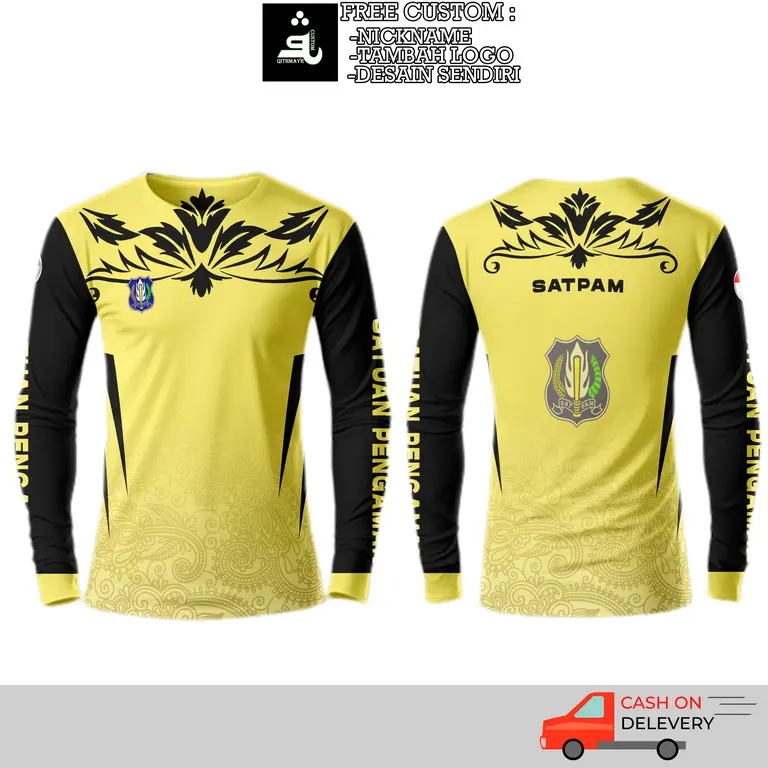 JERSEY SECURITY WARNA KREAM / KAOS JERSEY SATPAM WARNA KREM BISA CUSTOM NAMA TERBARU 2024 Lembut Nyaman