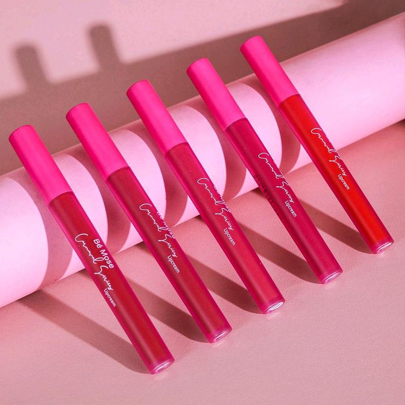 DAPAT 5 pcs  lipstik BE MOSE CARNAVAL 5 pcs untuk Bibir Kering dan Waterproof Gloss Lipstick 1