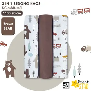 Bedong Bayi BDS-1031 BRIGHT STAR Isi 3 Pcs Bedong Bayi Katun Selimut Bayi Bedong Bayi 3IN1 Bedong Alas Tidur Bayi Bedong Jumbo Newborn