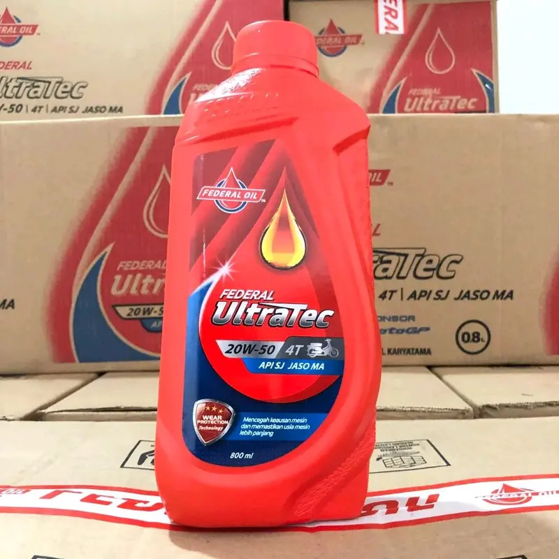 Paket perawatan isi 3 (pcs) Oli FEDERAL ULTRATEC 0,8 LITER 20W-50 API SJ JASO MA mesin motor Oil Original 2