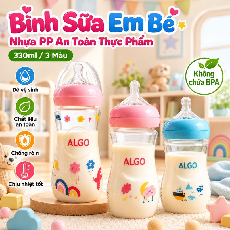 Bình sữa cho bé dung tích 260 ml/330 ml, làm từ chất liệu PP an toàn, không chứa BPA, thiết kế giống như bình sữa mẹ, sử dụng chất liệu silicone đạt tiêu chuẩn thực phẩm, thích hợp làm quà tặng cho bé, được thiết kế riêng cho trẻ từ 6 đến 36 tháng tuổi