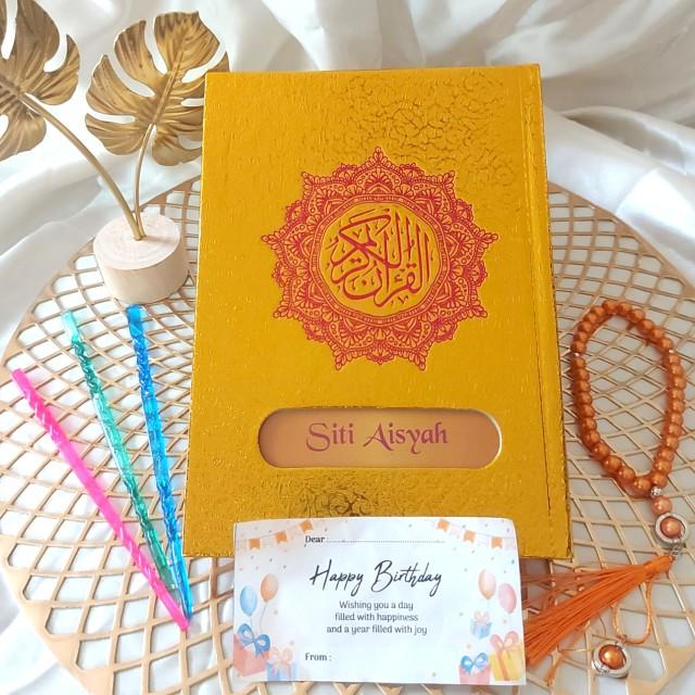 Al-Quran Emas PREMIUM Quran Cover Emas Custom Nama Terjemah dan Non Terjemah Ukuran A5 Free Kalam & Tasbih Mutiara Premium  SERTA BOX Exclusive Hadiah Istimewa Pernikahan Hampers Kado Ulang Tahun Bisa COD Hardcover Alquran