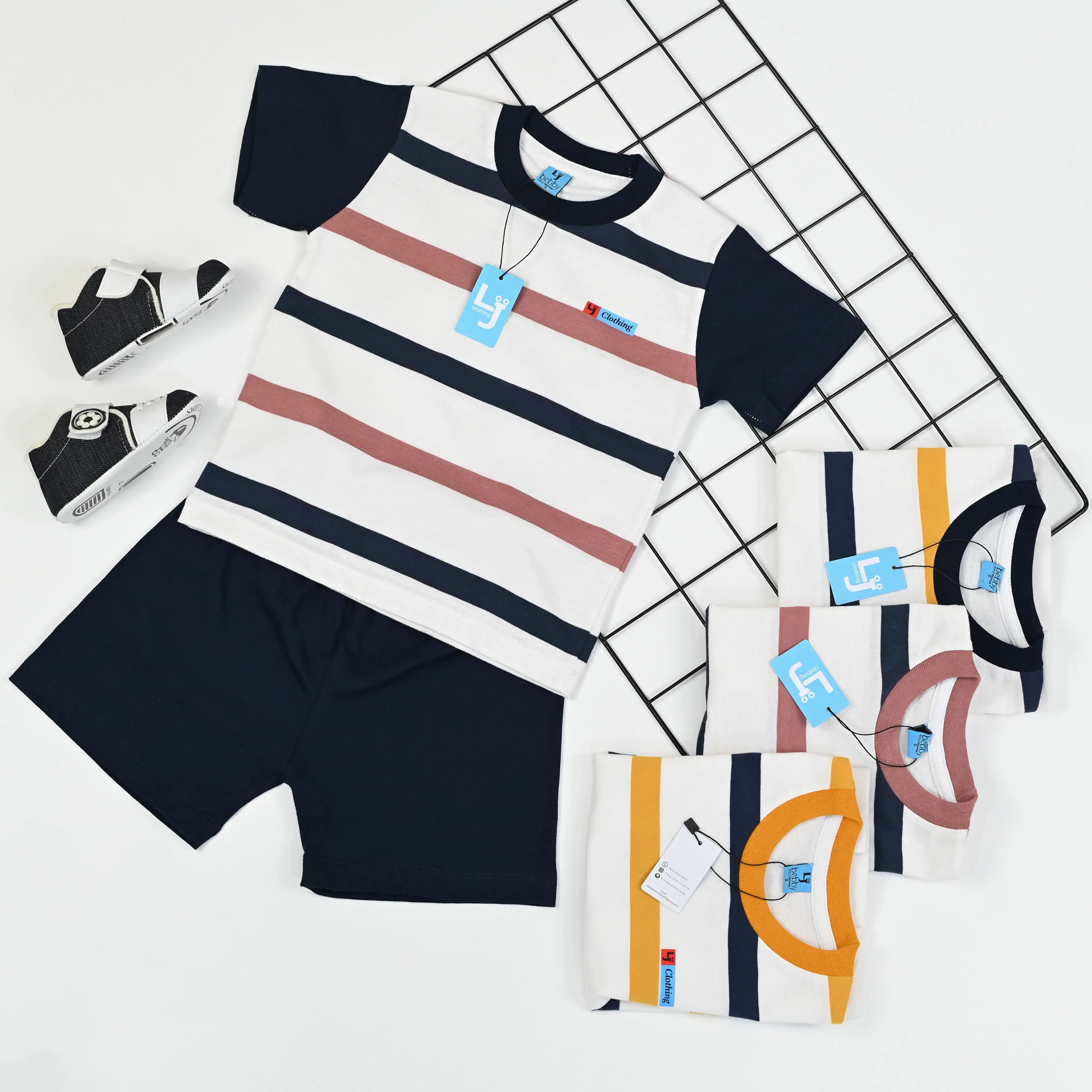 LJ CLOTHING KAOS  SALUR STELAN ANAK VIRALL  PRIA~WANITA   BAHAN KATUN CVC 24S Fashion.. stelan stripe