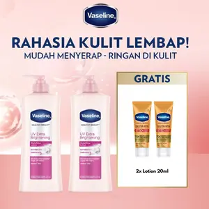 [FREE 2x Lotion 20ml] Vaseline UV Extra Brightening 400ml Twinpack