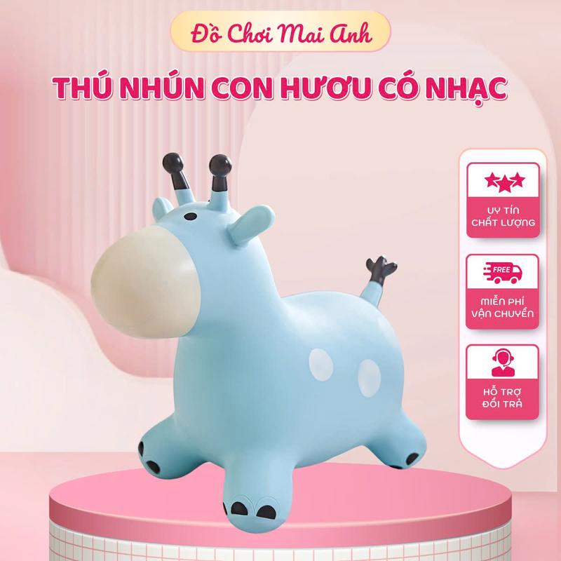 Thú nhún hình con Hươu ngộ nghĩnh có nhạc với chất liệu cao su dày dặn an toàn cho bé
