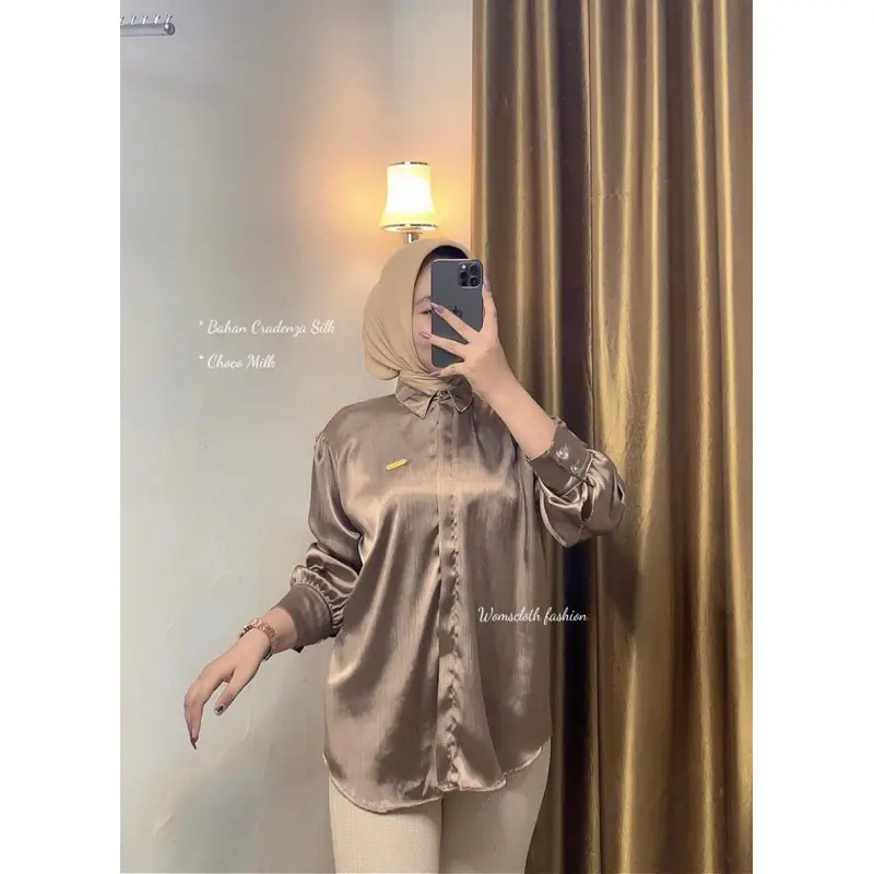Kemeja Wanita Basic Cradenza Silk Polos Premium 8
