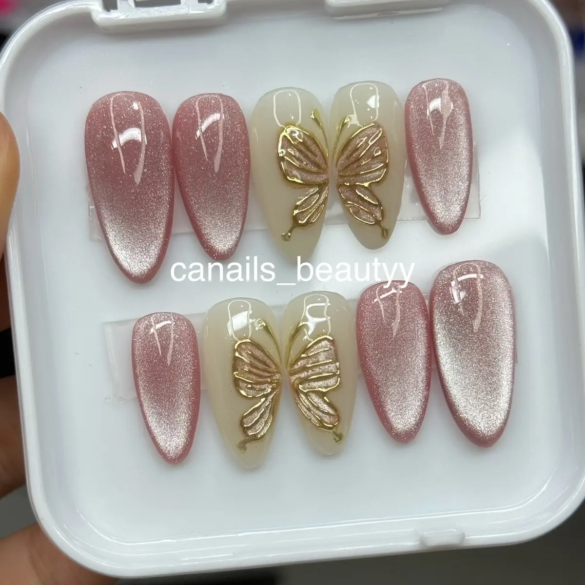 Kuku Palsu Butterfly Cat eyes | Press On Nails | Custom Fake Nails | Hand Made | Nail Art Murah