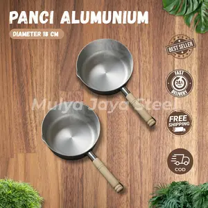 Panci Aluminium 18 cm Gagang Kayu / Panci Masak Serbaguna / Panci Ukuran 18CM