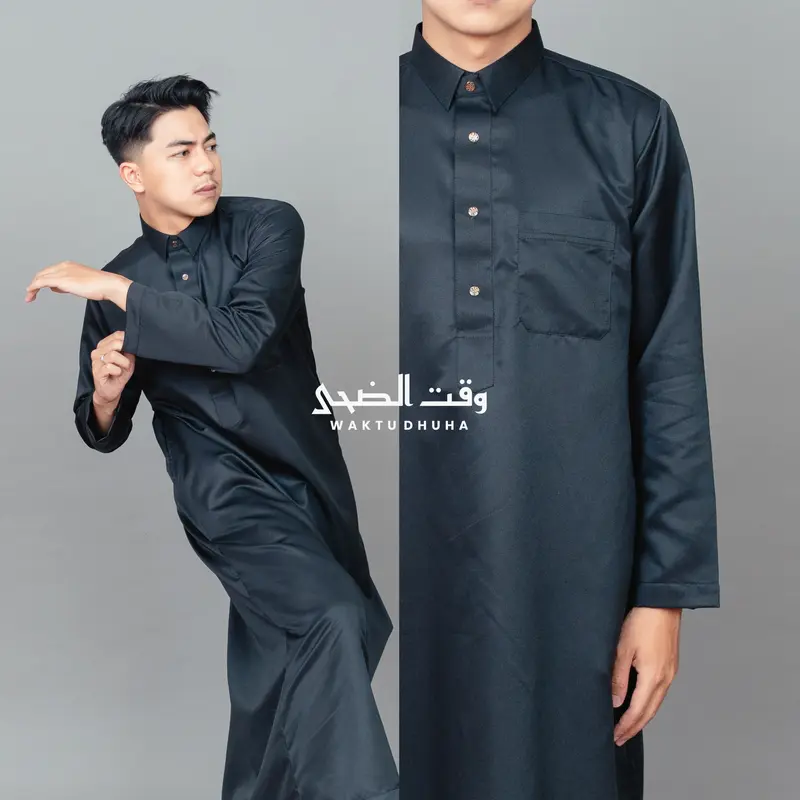 WAKTU DHUHA - Jubah Arab Kerah Kemeja Lengan Panjang Premium Bahan Super Adem Zayn Thobe Fashion Muslim 4