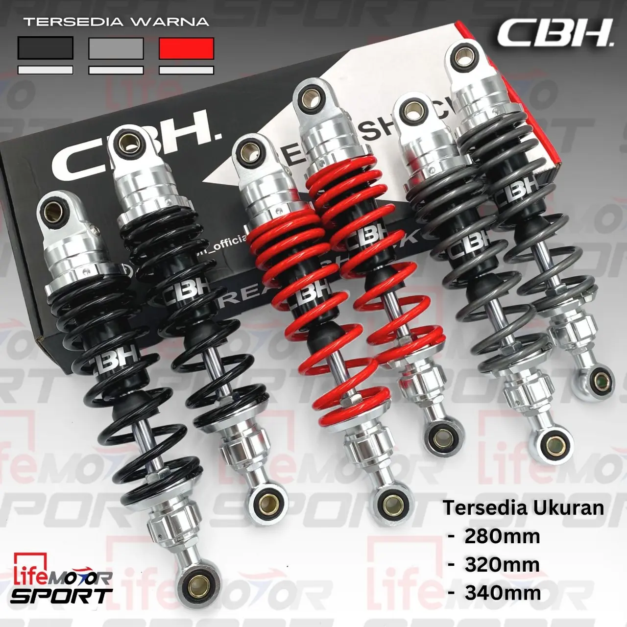Shockbreaker CBH Tipe Razer Double Shock Non Tabung 280mm 320mm 340mm Jupiter Z Mx King Supra Tiger Dll Free Kaki U Matic Aerox Nmax Dll / Shock Razor Non Tabung Bebek