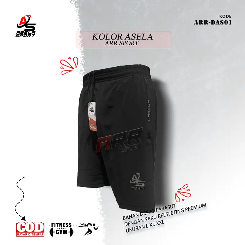 DAS01 Celana Pendek Despo Parasut Sport Elastis Dewasa Celana Pendek Hitam Pria 2