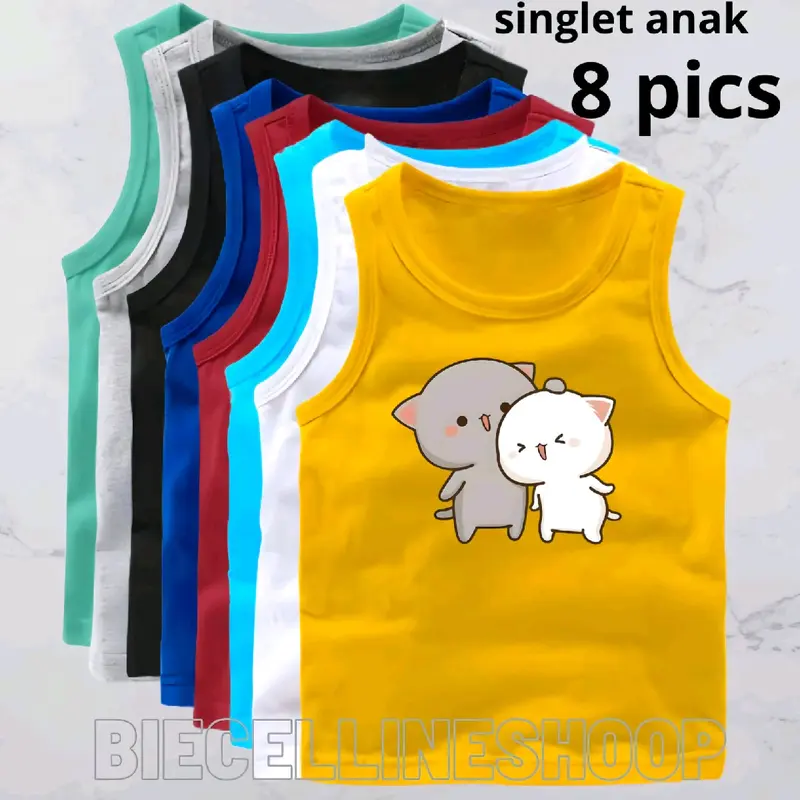 Singlet anak paket hemat isi 8pt spandek PE Gemes Usia 2-16 Tahun Perempuan Cewek Cowok Laki-Laki 1