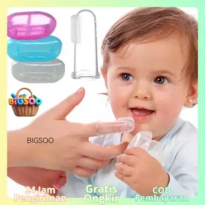 [INSTAN] BIGSOO~ SIKAT GIGI JARI BOX Sikat Gigi Bayi Jari Silikon Pembersih Sikat Gigi Jari Bayi Silikon Food Grade Finger Tooth Brush Lembut Pembersih Gusi Lidah Bayi