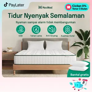 MossWood Kasur Springbed Hotel Premium Anti Goyang Tahan Lama 20cm High Density Anti Air Bonus Bantal Gratis COD