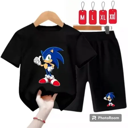 Setelan Anak2 motif sonic 2-10 thn / Stelan kaos Anak-Anak / Baju Anak Celana Pendek 2