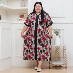 Daster jumbo ld 130 bahan rayon premium busui | Daster rayon jumbo muat bb 100kg lengan pendek | Baju santai