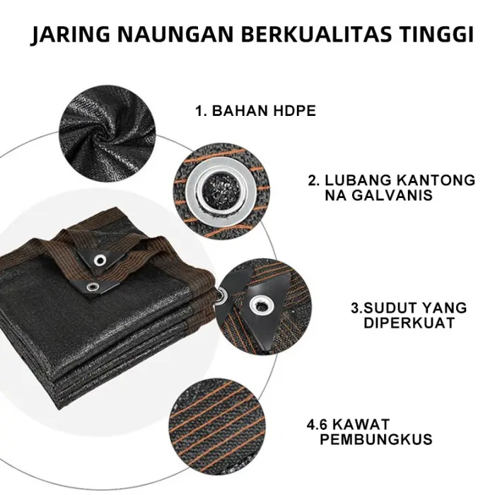 Paranet 99% Anti-UV Jaring Lebar 2/3/4/5/6 Meter Shading Net Nylon Anti Panas Tahan Lama Berventilasi Enkripsi 12 - Pin Jaring Paranet Dapat Dilindungi Dari Sinar Matahari Tali Tarik Dan Klem Pengikat Diberikan Secara Gratis 4
