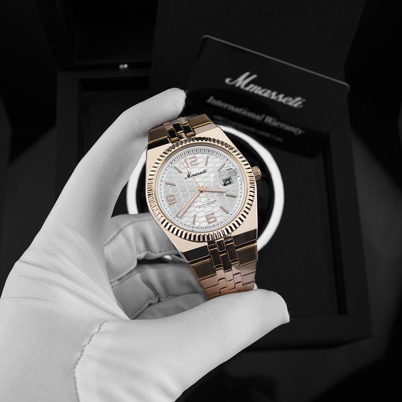  N320   MMASSETI x HÙNG LUXURY   - Đồng Hồ Cơ Nam MMasseti Phiên Bản Mặt Tổ Ong Bạc – N320 mang đậm phong cách sang trọng và hiện đại 