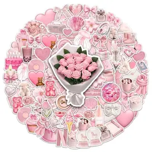 80 pcs sticker Aesthetic Pink Girlie Anti Air DIY Scrapbook Graffiti Waterproof
