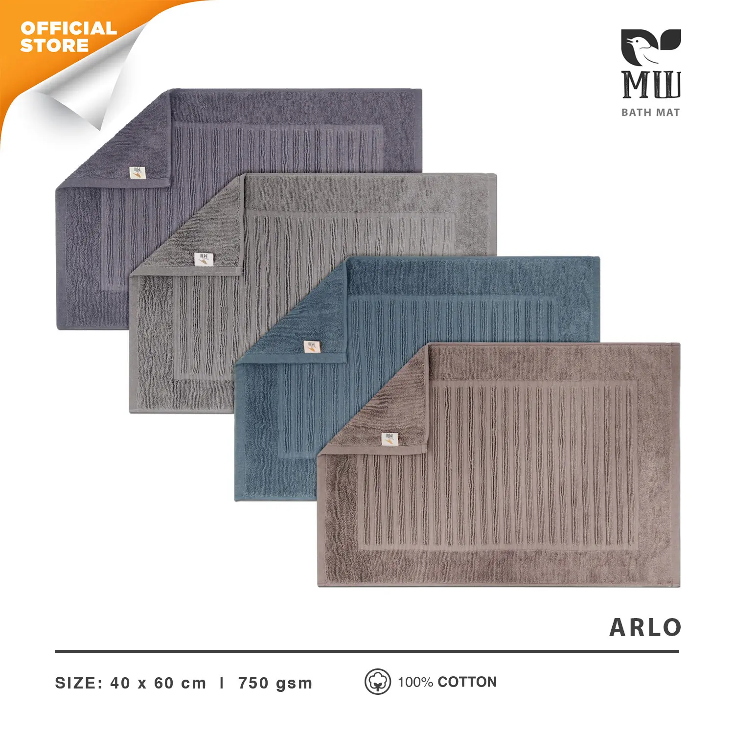 Keset Kaki Morning Whistle Arlo - Keset Bambu Kamar Mandi 40×60cm / Keset Kamar Mandi / Keset Serap Air / Keset Handuk / Bath Mat