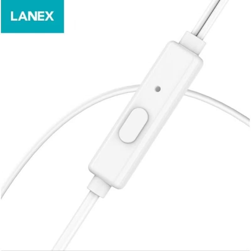 LANEX Earphone Kabel LE10 3.5mm Earbud Setengah Telinga Nyaman Putih 1