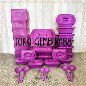 Paket family 27pcs Prasmanan besar sedang kecil dengan centong dan sealpack untuk menyimpan makan