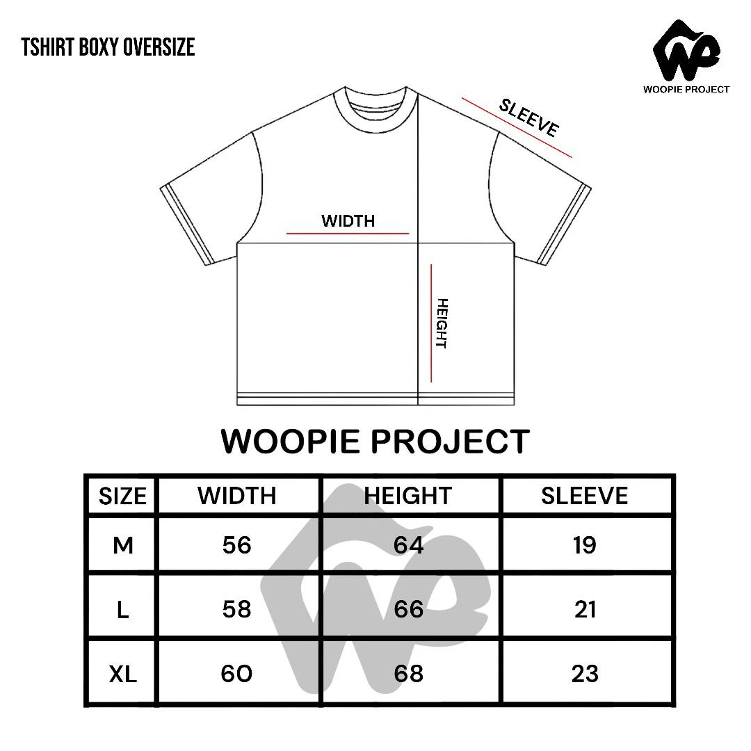 Woopie Project Kaos Boxy Crop Fit Oversized Pria Wanita Hitam Katun Combed 20s 200gsm Baju Vintage Skena Tshirt Distro Cowok
