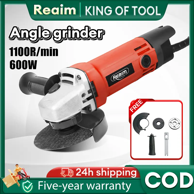【REAIM】Angle Grinders grinders tool set 100mm (4'') RED Cutting/Polishing/Grinding/Grooving 600W Power Tool mini grinders tool set electric  grinder machine heavy duty mini grinders tool set grinders and drills set