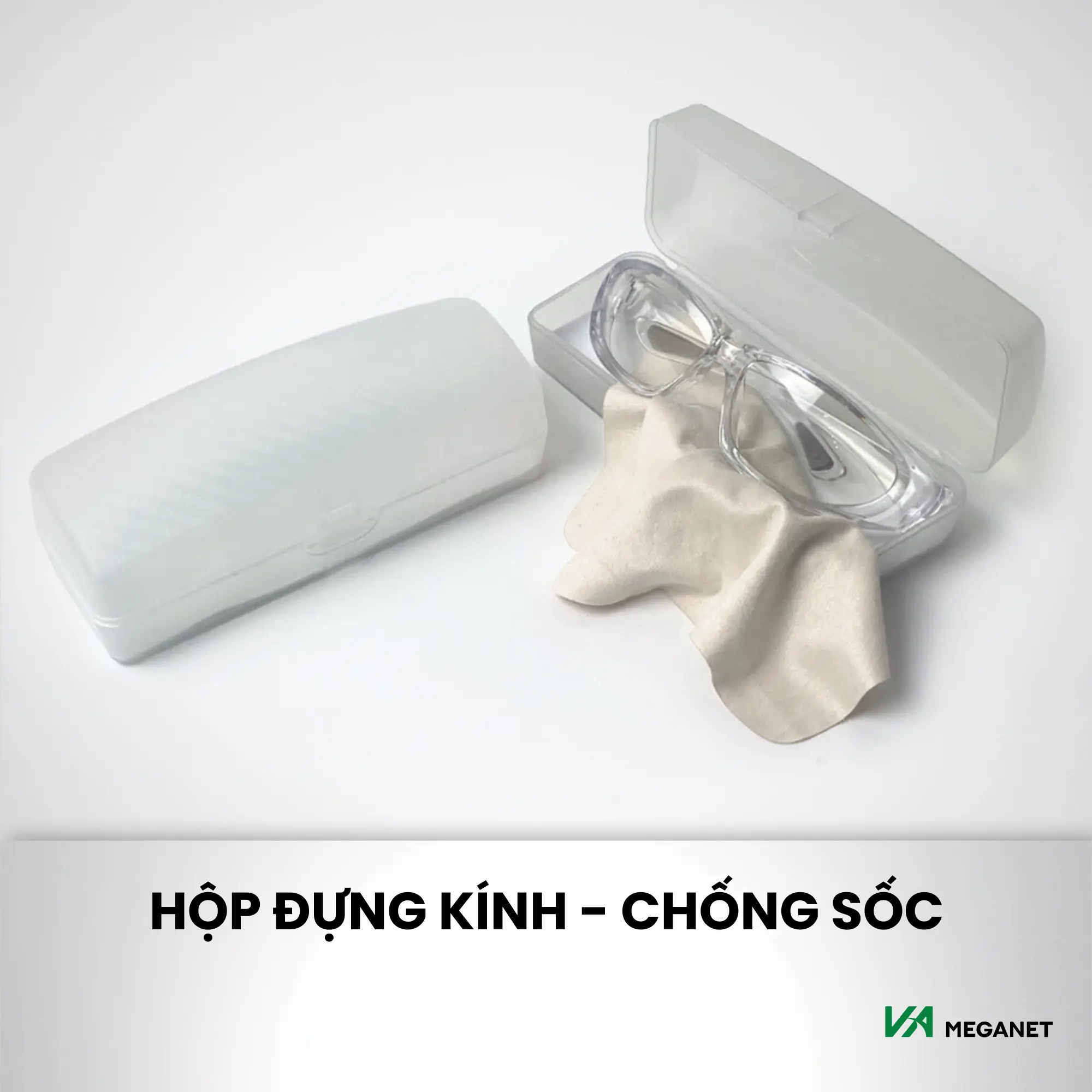 Hộp Kính Nhựa Xám Nhám Đựng Kính Đa Dụng Chuyên Đựng Kính Bản To, Kính Chống Bụi, Kính Đi Đường | VA MEGANET
