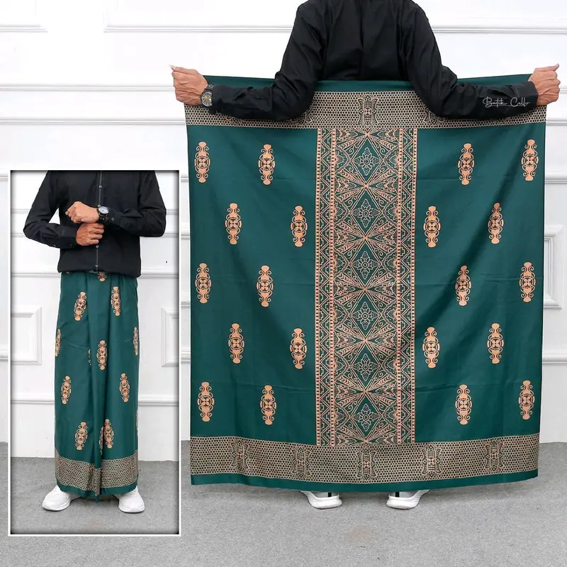 Sarung Batik Pria Anti Kusut Katun Premium Motif Sarwon Hitam 4