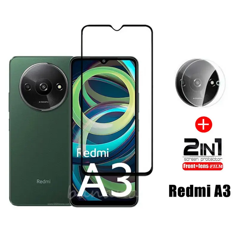 2 in 1 Redmi A3 Tempered Glass Film For RedmiA3 Redmi A 3 Camera Lens Glass Screen Protector and Lens film