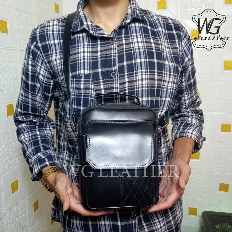 TAS SELEMPANG PRIA SIZE S BISA CUSTOM NAMA 100% KULIT SAPI ASLI 5