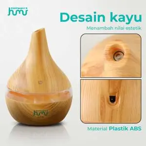 Air Humidifier Ultrasonic Wood Grain 300ml - K-H98 - Yellow