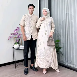 Tiana Gamis Couple Setelan Koko Baju Sarimbit Lebaran Keluarga Atasan Kemeja Pria Dewasa One Set Gamis Free Hijab Busui Friendly  Setelan Pasangan
