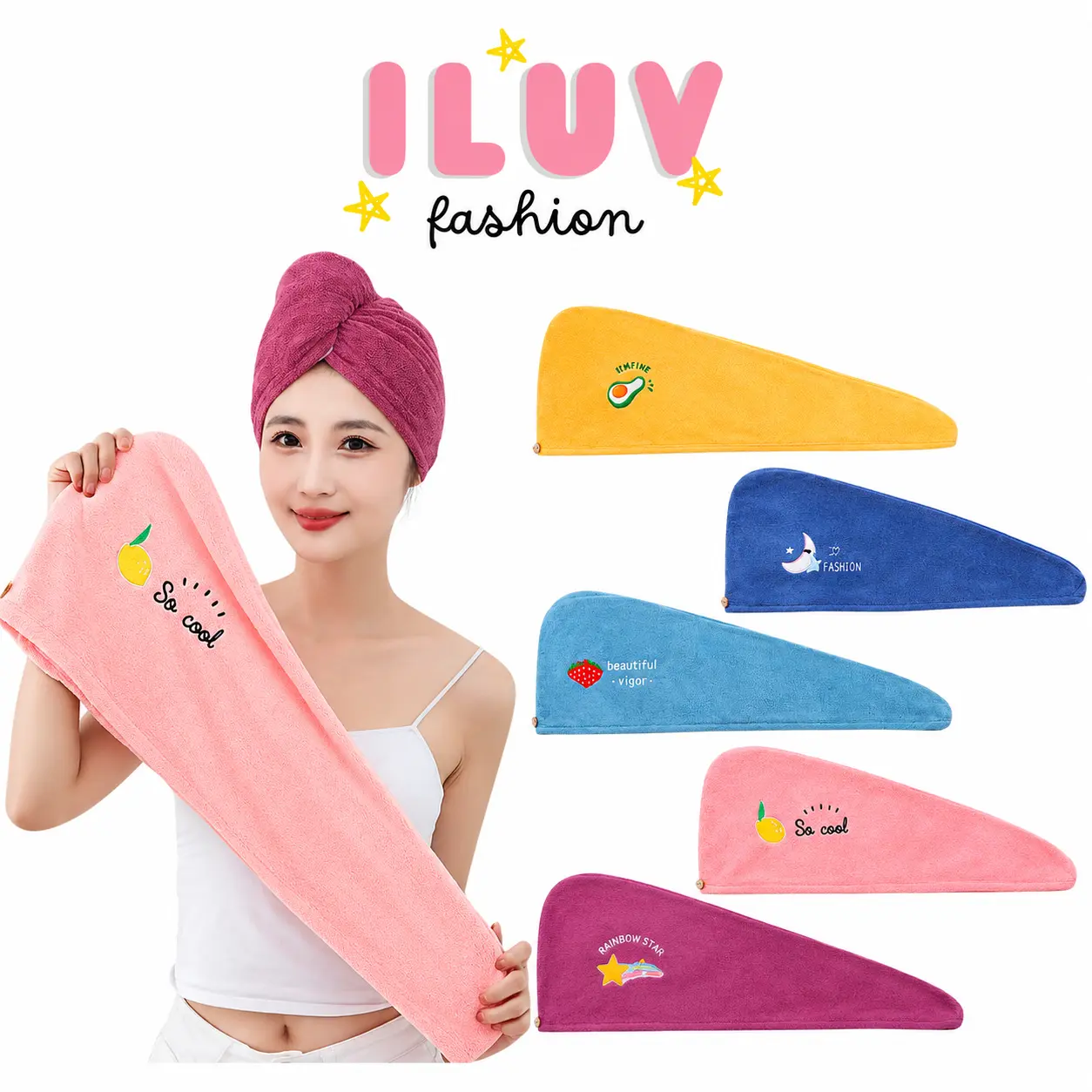 Iluvfashion HD1248 Handuk Keramas Kepala Bahan Microfiber Pengering Rambut Head Towel Fast Dry Hair anduk Kepala Bulu Lembut