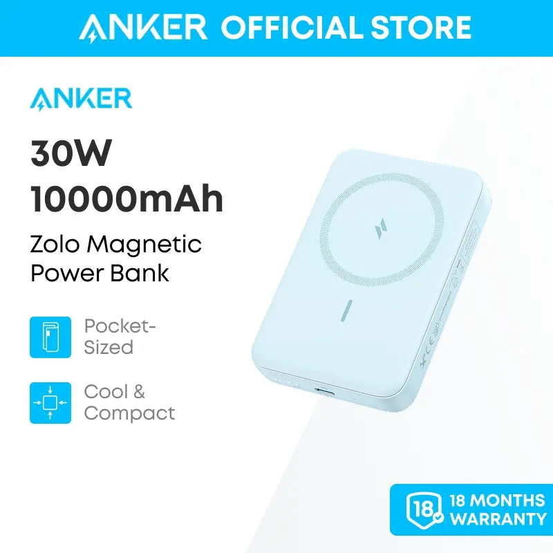 Pin Sạc Từ Tính Anker Zolo, A1684, Sạc Cầm Tay Không Dây Nhỏ Gọn 10.000mAh, Sạc Nhanh 30W, Thân Thiện Với Da, Gói Pin Bền, Tương Thích Với Nhiều Thiết Bị 0