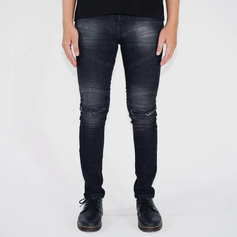 BOZRVK Bikers Jeans | Celana Bikers Sobek Hitam | Celana Ripped Jeans | Celana Panjang Pria Ripped Jeans | Celana Skinny | Celana Rider | Celana Bikers Pria | Celana Panjang Bikers | Celana Sobek Pria Stretch Cowok