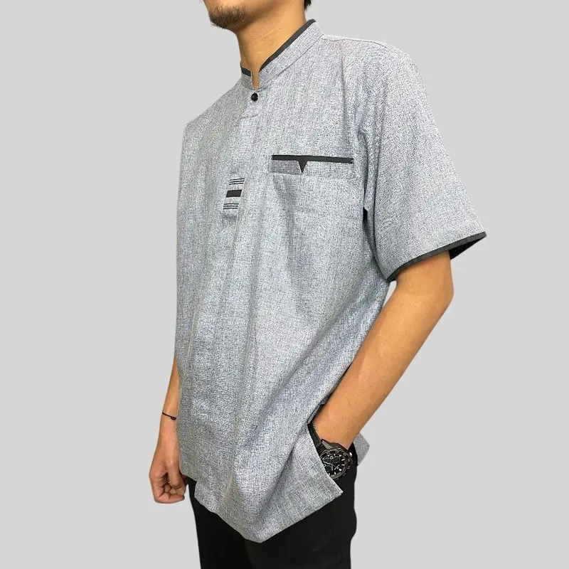 Baju Koko Kurta Lengan Pendek Bahan Katun Madinah Muslim 1