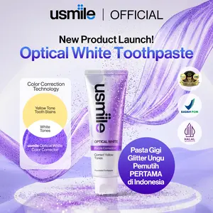 [New Launch] usmile Pasta Gigi Optical White 100gr | Purple Whitening Tooth Paste | Menetralisir Noda Kuning Pada Gigi | Memutihkan & Mencerahkan | Triple Enzyme Whitening | Sensasi Dingin Segar Fresh Lebih Lama