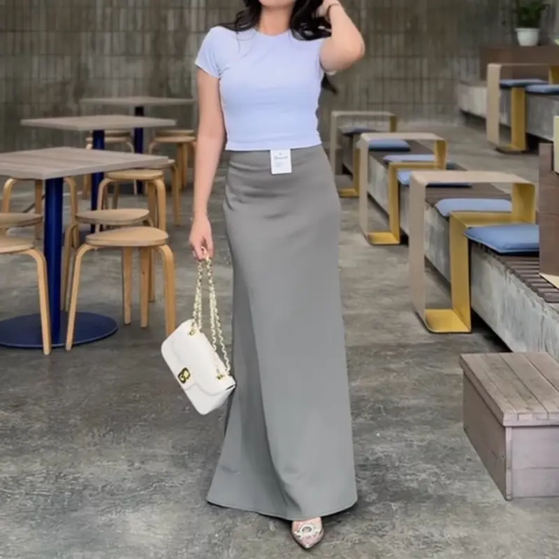 Dimiso - Belle Flare Skirt - Rok Flare Maxi Wanita - Mermaid Maxi Skirt Rok Panjang Wanita - Korean Loose Maxi Skirt Rok Wanita Anti Kusut - Rok Basic Polos 4