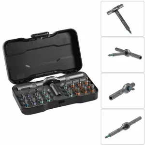 Set pemutar skru DIY 24 dalam 1, set pemutar skru magnetik bertukar bentuk, set pemutar skru ratchet kompak dan mudah dibawa, kotak alat pembaikan rumah, hadiah untuk Hari Kesyukuran, Krismas, Tahun Baru