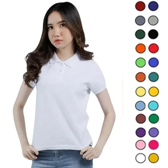 EDOEYY Kaos Polo Shirt Wanita  Baju Kerah Berkerah Cewek Polos