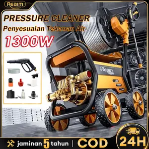 {cod}Reaim Jet Cleaner 300Bar 1300W Dengan pengukur tekanan Mesin Steam Pressure Washer Alat Cuci Motor High Pressure Cleaner mesin cuci mobil