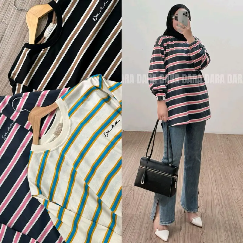 Kaos dara salur kombinasi terbaru Baju Atasan Dewasa 3