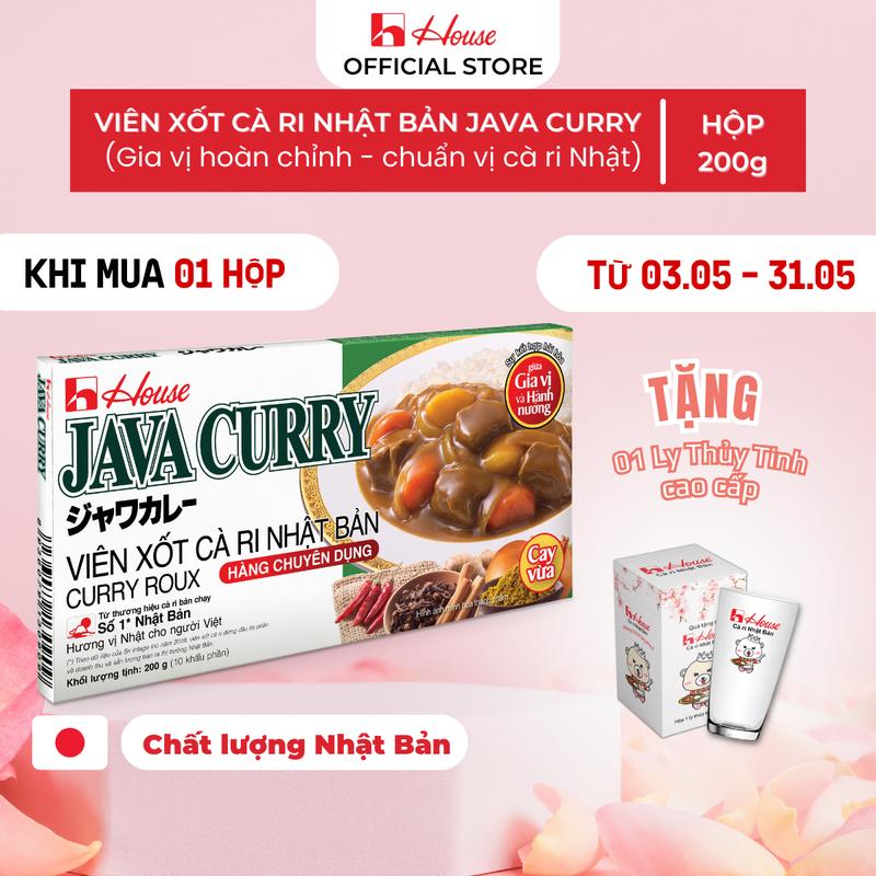 JAVA CURRY 200g – viên xốt cà ri Nhật Bản curry roux - Gia vị nấu cà ri Nhật House Foods - Vị cay vừa - 10 khẩu phần 0