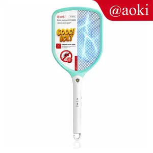 AOKI Raket Nyamuk Rechargeable – Tegangan Tinggi 6000V – Baterai Bisa Diganti – Baterai Lithium 1200mAh