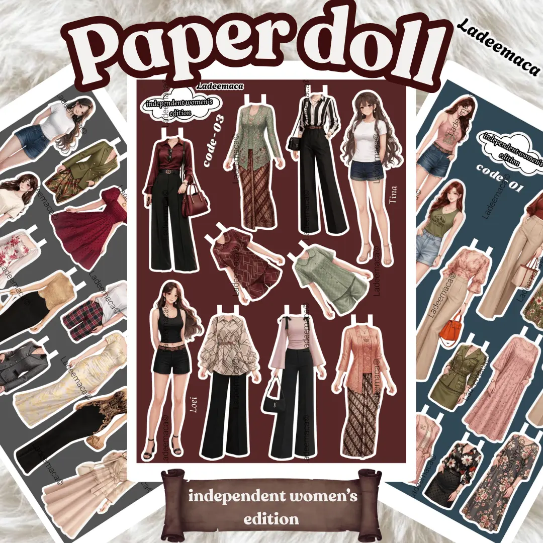 Paper Doll Fashion Set Boneka Kertas Anak Remaja Outfit Kekinian Eksklusif Original Design Mainan Edukatif Mix and Match Fashion, mainan bongkar pasang Baby