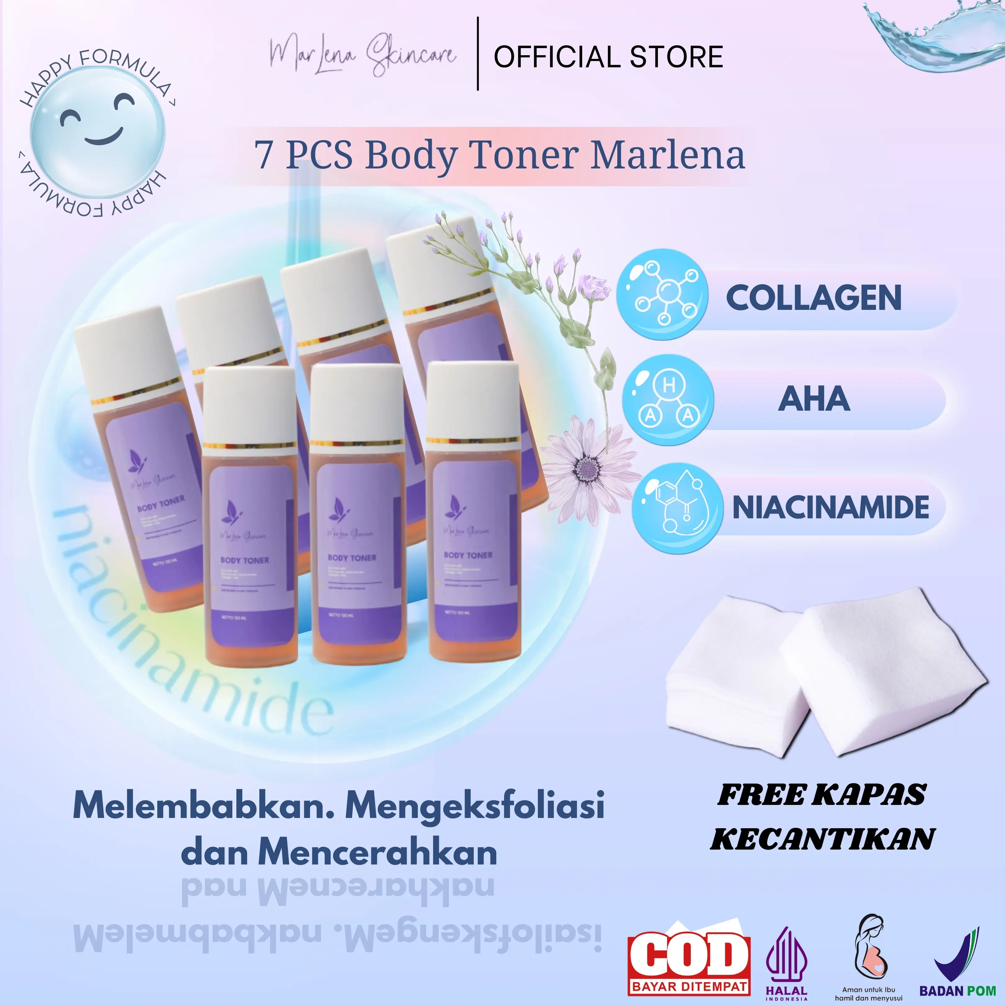 Paket Usaha 7 Pcs Toner marlena DNA SALMON Strong FREE KAPAS