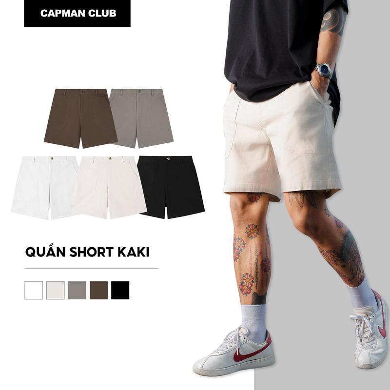 Quần short nam Kaki phom rộng CAPMAN CLUB ngắn trên gối quần đùi nam lưng đai thun co giãn thoải mái trẻ trung