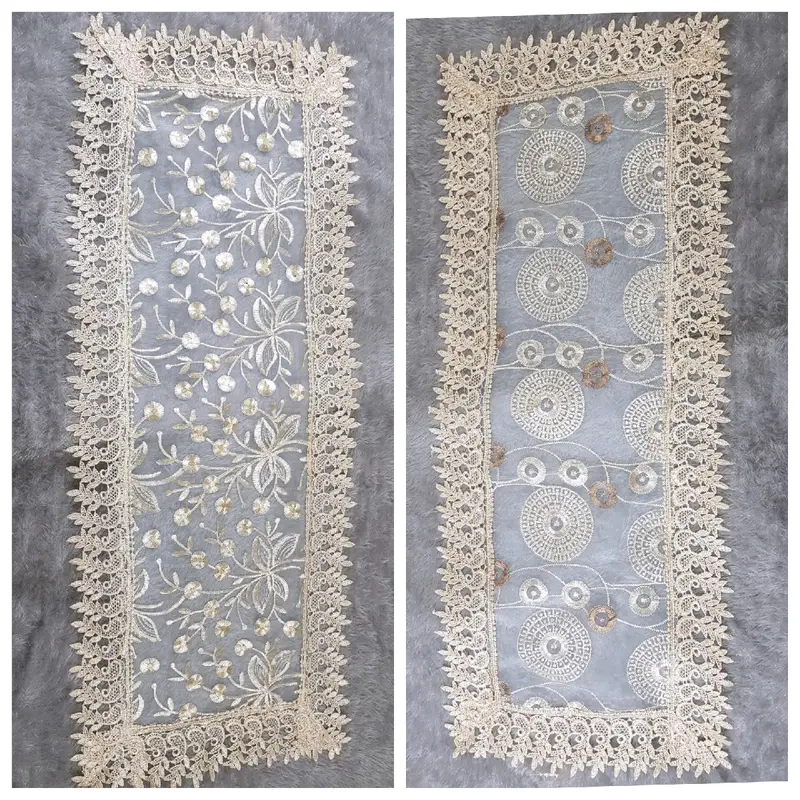 taplak meja ruang tamu mewah ukuran 100 x 40cm rajutan bordir 0
